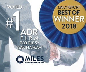 MILES MEDIATION & ARBITRATION VOTED NO. 1 ADR FIRM FOR 5TH YEAR IN A ROW